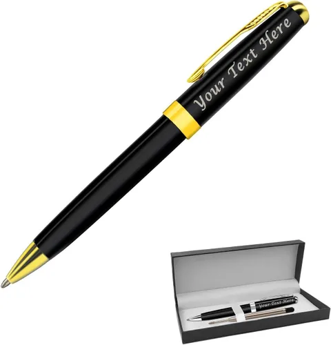 Vista 7 de Bolígrafos personalizados, estuche para bolígrafos grabado personalizado para hombres, bolígrafos Twist Action 0.7, juego de bolígrafos de Negro