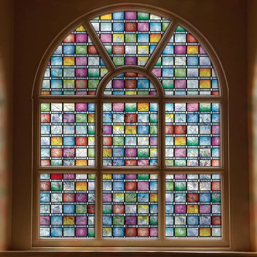 Vista 9 de Película para ventana de vitral, película de privacidad para ventana, tinte colorido de celosía, calcomanías de vidrio arcoíris para el hogar, anti