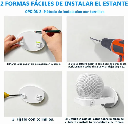 Vista 6 de Soporte adhesivo para estante de salida, organizador de cables de montaje en pared sin taladro