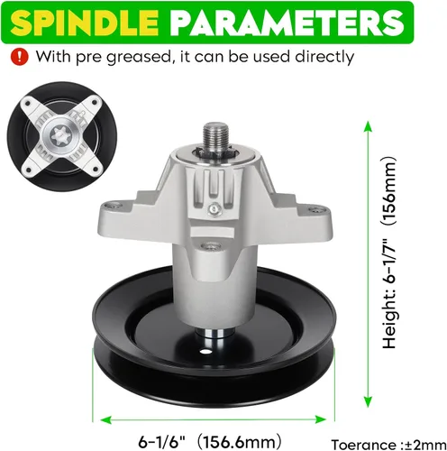 Vista 2 de Kit de reconstrucción de husillo 918-04456 de cubierta de 42 pulgadas para husillo MTD 618-04456 918-04461 con polea, para Huskee LT542H