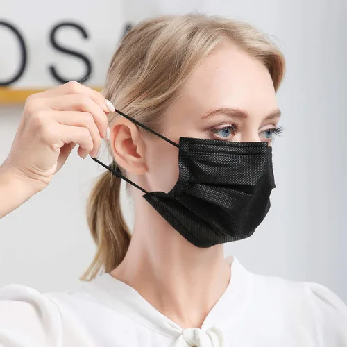 Vista 3 de Máscara desechable para rostro para mujeres y hombres adultos, 3 capas, 50