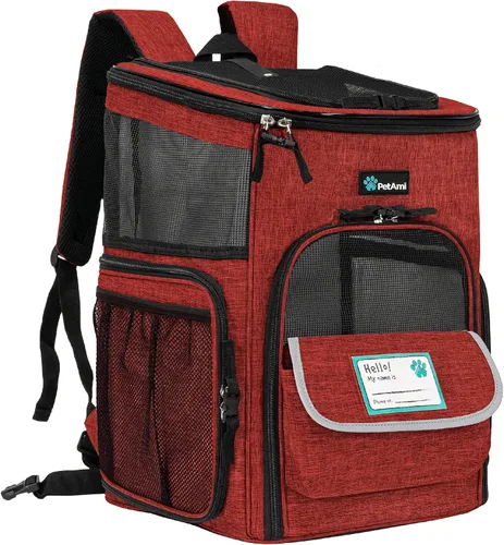 Vista 13 de PetAmi Mochila transportadora para perros, mochilas para gatos aprobadas por aerolíneas para transportar gatos pequeños y grandes, mochila