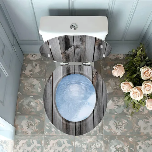 Vista 3 de Round Resin Toilet Seat, Quietly Close Quick Release Hinges Cover Patrón 3