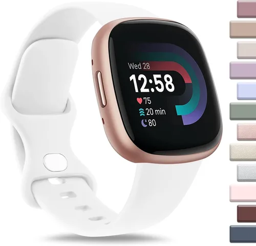 Vista 8 de AK Correa deportiva compatible con Fitbit Sense 2, Versa 4, Versa 3, correas clásicas de silicona suave para reloj inteligente, para mujeres