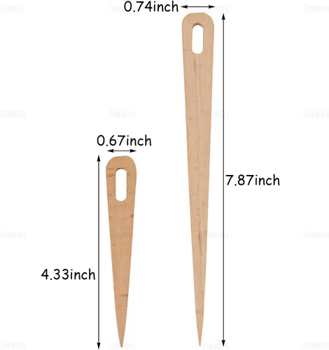 Vista 2 de AUEAR, Paquete de 5 agujas de ganchillo para tejer de madera, telar de mano, tapiz de costura, herramientas de manualidades