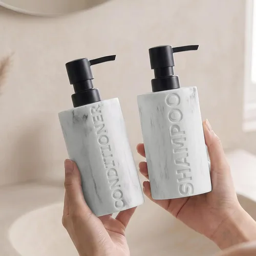 Vista 6 de Shampoo and Conditioner Dispenser,11.84OZ, 2 PCS,Marble White
