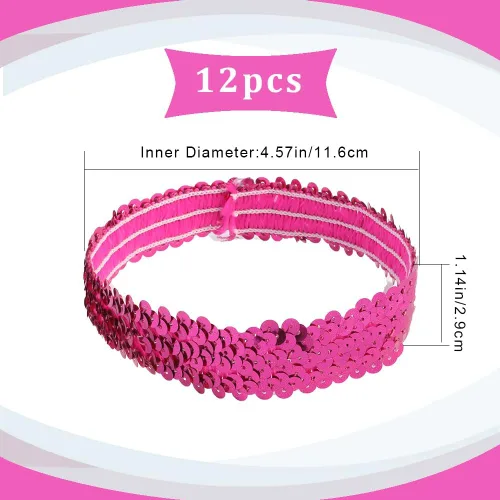 Vista 2 de GORGECRAFT 12 diademas de lentejuelas elásticas con purpurina elástica con purpurina a la moda, juego de accesorios para mujeres, deportes, bailes