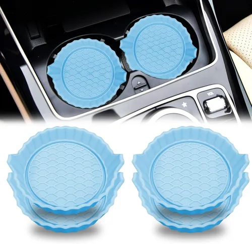 Vista 14 de Portavasos para automóvil, posavasos antideslizantes para automóvil, inserto universal para portavasos de automóvil, tapete de accesorios