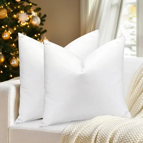 Vista 9 de Bafode Juego de 2 rellenos de almohada de plumas de ganso, 26 x 26 pulgadas, lujosos cojines decorativos corrugados con exquisito borde satinado