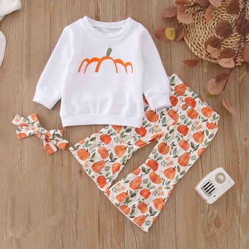 Vista 3 de Conjuntos de pantalones deportivos para adolescentes, pantalones de Halloween, camisas largas, sudadera de calabaza, pantalones para bebés, niños 8