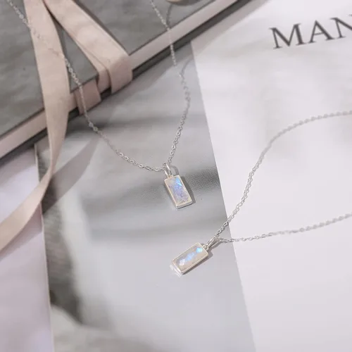 Vista 2 de HOPE LOVE SHINE New Beginnings Rainbow Moonstone Sterling Silver Necklace for Women