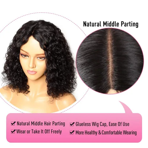 Vista 7 de Fine Plus Pelucas de cabello humano sin pegamento, pelucas rizadas de onda profunda para mujeres negras, pelucas de cabello humano con encaje