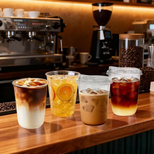 Vista 9 de Paquete de 50 vasos de plástico transparente de 16 onzas con tapas sin pajilla, tazas de café helado con tapas sin pajilla, fondo redondo desechable