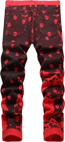 Vista 2 de Jeans estampados para hombre Jeans de primera calidad para hombre Slim Fit Pantalones de mezclilla elásticos ajustados para hombre
