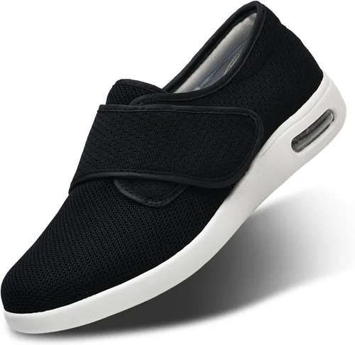 Vista 8 de Zapatos diabéticos para mujer, ancho extra ancho, malla transpirable, correa ajustable, tenis para caminar al aire libre, soporte para pies