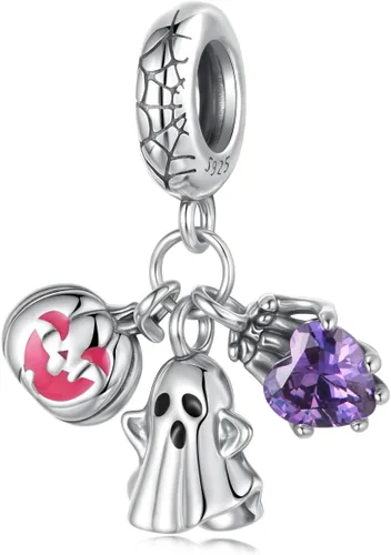 Vista 22 de Dijes de plata de ley 925 para pulseras, regalos de joyería para calabaza negra