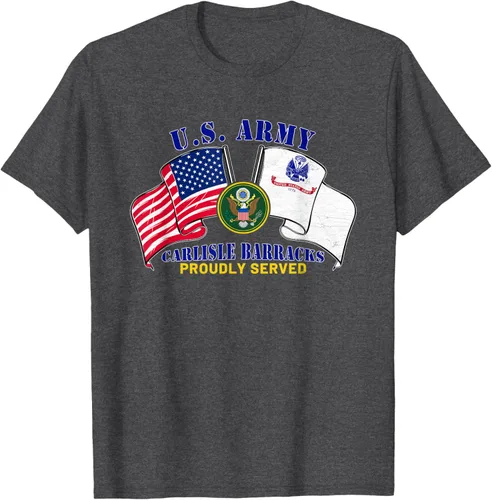 Vista 15 de Carlisle Barracks Pennsylvania Pa Army Base Camiseta con bandera estadounidense, Negro