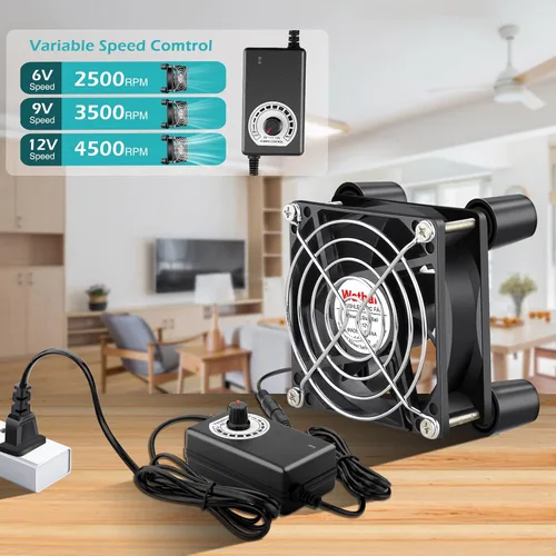 Vista 2 de Wathai Ventilador pequeño de 80 mm para computadora con enchufe de CA, ventilador de 110 V 120 V 220 V 240 V con solución de enfriamiento mejorado
