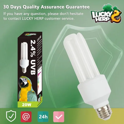 Vista 7 de LUCKY HERP Bombilla UVA UVB para pájaros 2.4 UVB 20W lámpara fluorescente compacta para todo tipo de aves cautivas