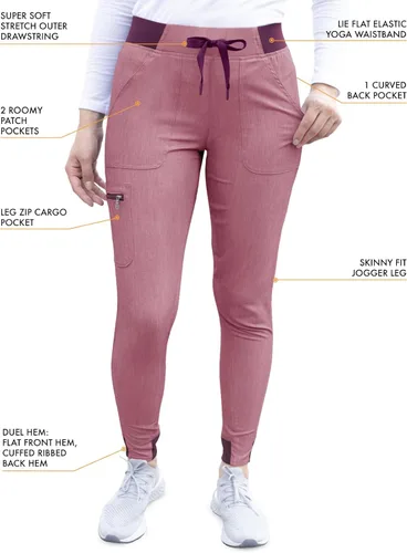 Vista 4 de Adar Pro Flawless Plus - Conjunto de uniforme médico para mujer, parte superior con cuello en V y pantalones deportivos