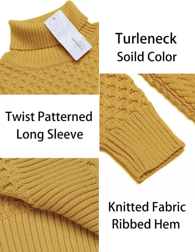Vista 6 de COOFANDY Men's Slim Fit Turtleneck Sweater Casual Knitted Twisted Pullover Solid Sweaters