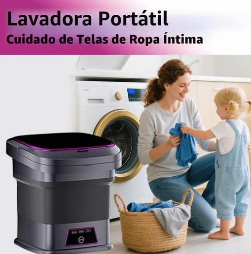 Vista 5 de Mini lavadora portátil de 16 litros, mini lavadora plegable con cesta secadora giratoria, 3 modos de lavado para cargas pequeñas