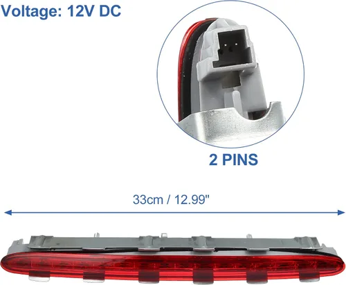 Vista 5 de X AUTOHAUX Tercera luz de freno trasero de alto nivel A2098200156 para Mercedes-Benz CLK 320 Base 3.2L V6 - Gas 2003-2005 Rojo