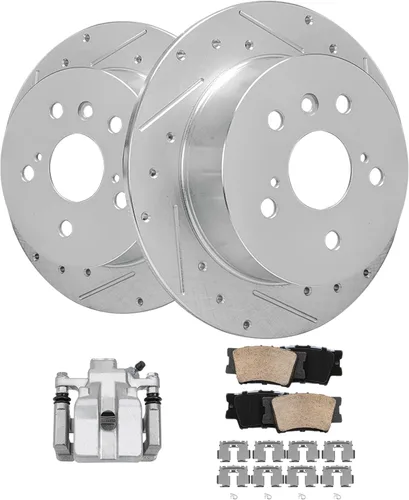 Vista 8 de Detroit Axle - 4 rotores de freno para Chevrolet Cruze 2014 2015 [modelos de motores de gas] Rotores de freno de disco perforados y ranurados