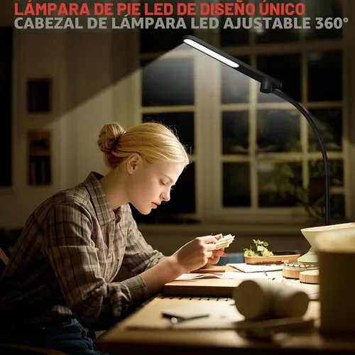 Vista 6 de Lámpara de pie LED Honeywell, lámparas de pie F4 Sunturalux™ de cuello de ganso para sala de estar, lámpara de pie alta regulable sin escalones