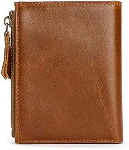 Vista 4 de MOTOZA Male Wallet Wallets Vertical Business Credit Card Holder Blocking Zipper Wallet for Men Purses (Color Brown)