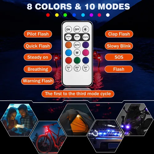Vista 5 de 4 piezas de luces estroboscópicas LED inalámbricas con control remoto, luces LED recargables inalámbricas de 8 colores para Halloween