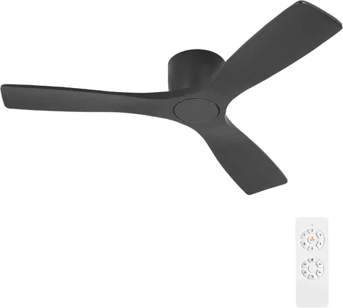 Vista 9 de WINGBO - Ventilador de techo de montaje empotrado de 48 pulgadas, con motor CC silencioso y reversible de 6 velocidades, 3 aspas de madera tallada