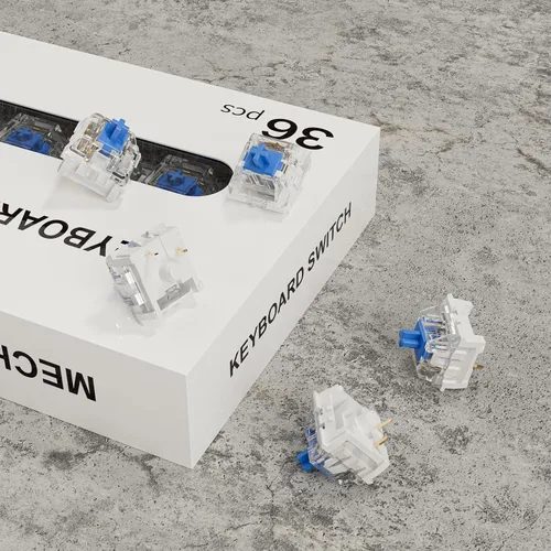 Vista 6 de Teclado mecánico para juegos con interruptores azules, interruptor de clic SMT RGB de 3 pines, a prueba de polvo e impermeable (azul, 36 piezas)