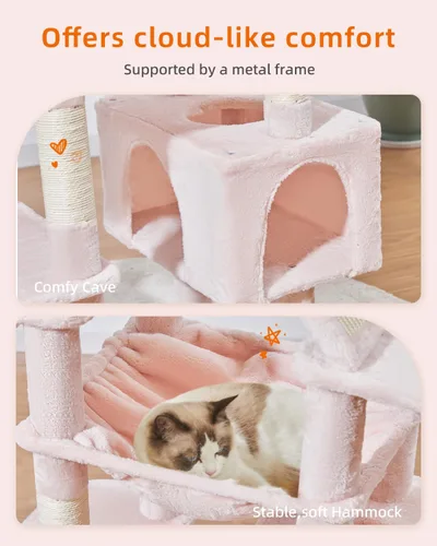 Vista 33 de Taoqimiao Árbol para gatos de 57.5 pulgadas, torre para gatos de interior para adultos, condominio extragrande para gatos, 8 postes rascadores