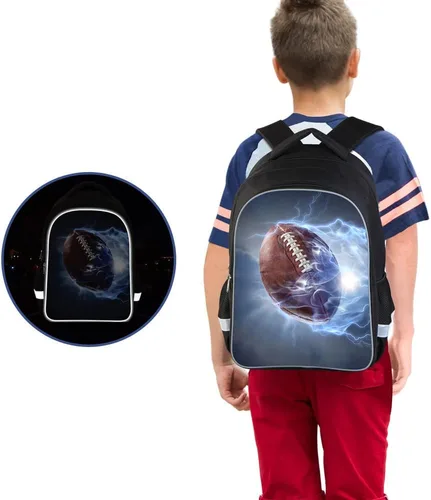 Vista 7 de P ELEGANT PROTECTION Luminous 3D Print School Backpack Large Capacity Lightweight Students Bookbag for Kids
