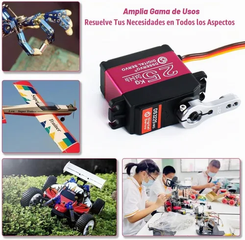 Vista 7 de Servomotor de dirección resistente al agua de 55.1 lbs de alto par a control remoto de engranaje de metal completo compatible con 1/6, 1/8, 1/10