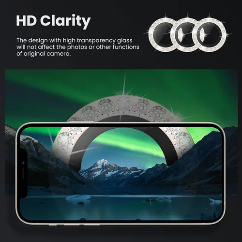 Vista 4 de Tensea Protector de lente de cámara para iPhone 13 Pro/iPhone 13 Pro Max, cubierta de protección para cámara, protector de pantalla de vidrio