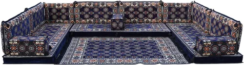 Vista 50 de arabicsofa Sofá en forma de U de estilo árabe para el suelo – Juego de Majlis hecho a mano – Sofá de estilo bohemio
