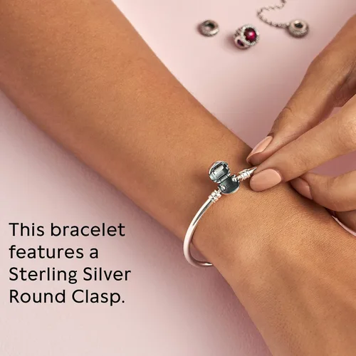 Vista 5 de PANDORA Pulsera de plata esterlina con dije de joyería, 6.7 pulgadas, con caja de regalo, Metal, Circonita cúbica