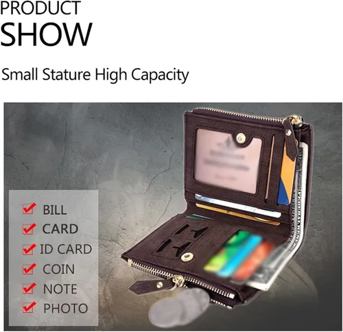 Vista 3 de TAUFE Men's Wallets, Men Wallet Solid Soft PU Coin Purse Card Holder Short Wallets Slim Wallet for Men