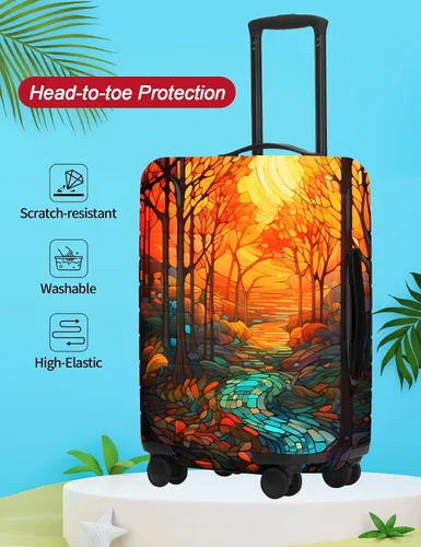 Vista 2 de URBEST Funda protectora para maleta, antiarañazos y suciedad, Otoño de vidrieras