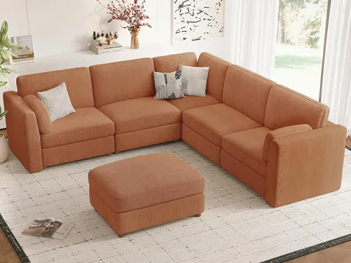 Vista 64 de CUGOAO Sofá biplaza extragrande de 83.5 pulgadas, sofás para sala de estar, sofá nube de felpilla de asiento profundo, sofá modular seccional, funda