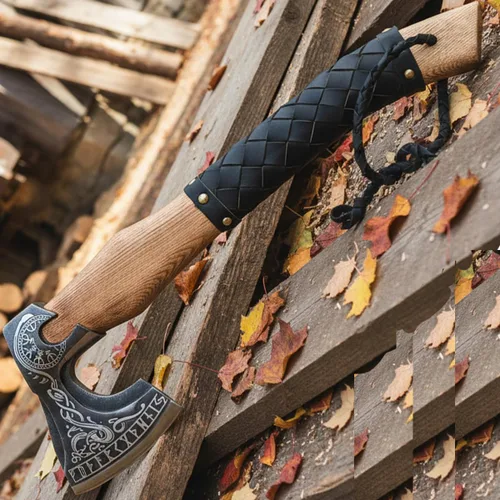 Vista 10 de Hacha de división camping cortar hacha vikingo Tomahawk batalla caza al aire libre mango de madera maciza 9971