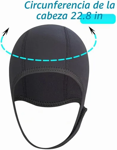Vista 2 de LOOEEL Gorra de buceo de neopreno de 0.098 in, gorra de buceo, gorra térmica con correa para la barbilla, gorra resistente al viento para surf