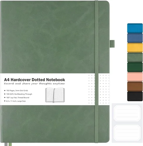 Vista 15 de Cuaderno de papel cuadriculado, cuaderno de tapa dura de 8.5 x 11, cuaderno de cuadrícula para mujeres, hombres, diarios grandes de cuero