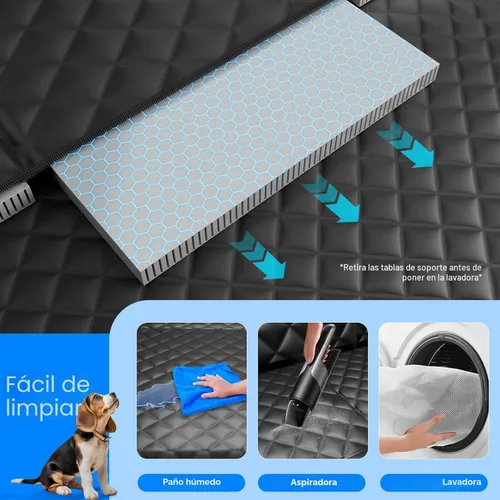 Vista 5 de Funda de Asiento de Coche para Perro para Asiento Trasero con Fondo Rígido, Extensor de Asiento Trasero Impermeable para Perros, Hamaca para Perros