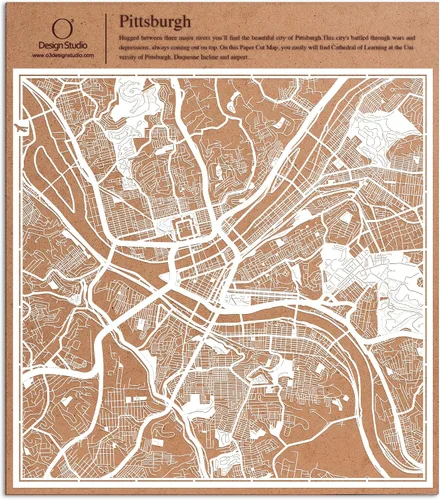 Vista 49 de O3 Design Studio Aberdeen - Mapa de papel cortado en papel blanco de 12 x 12 pulgadas
