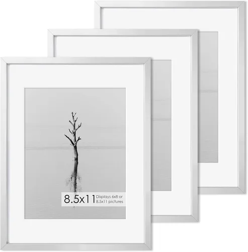 Vista 202 de Fun Memories Marco de Fotos A2 Negro, Marcos de Póster de Metal de Alta Gama de 16.5 x 23.5 pulgadas para Pared, Marco de Fotos A2 con Paspartú A3
