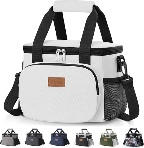 Vista 13 de Lifewit Lonchera mediana aislada, suave y refrigerante, para adultos, hombres y mujeres, color negro, 12 latas (9L)