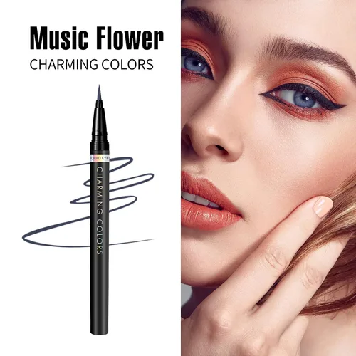 Vista 7 de Music Flower Delineador de ojos, delineador líquido mate de color, resistente a las manchas, resistente a las manchas, con punta precisa